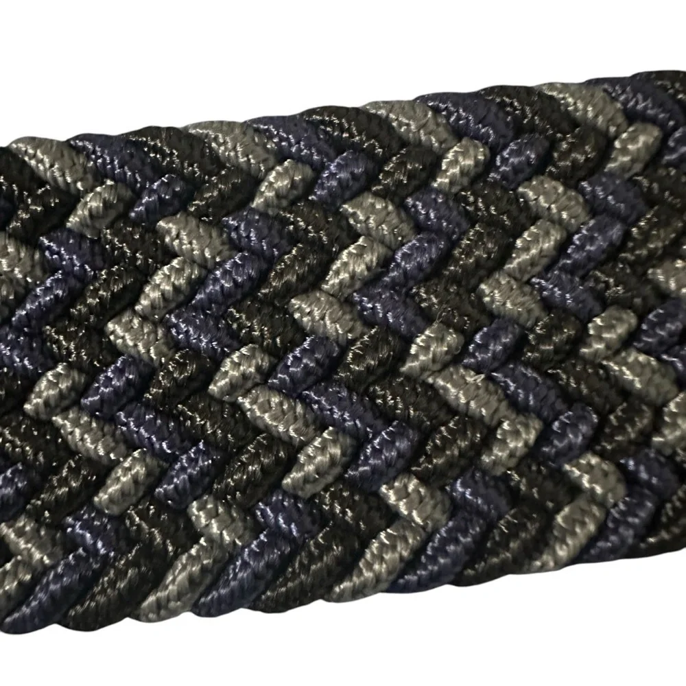 Men's Leather Belt made in Dominican Republic bungee cord, blue, black, grey